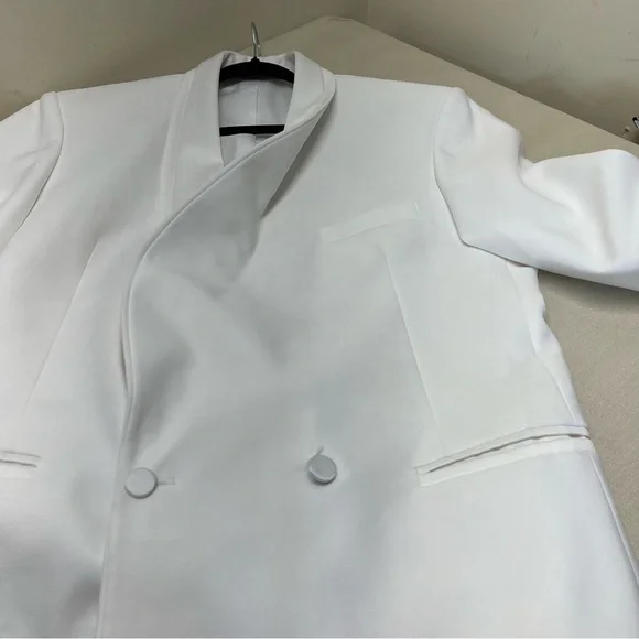 Oscar De La Renta Formal Double Breasted White Blazer